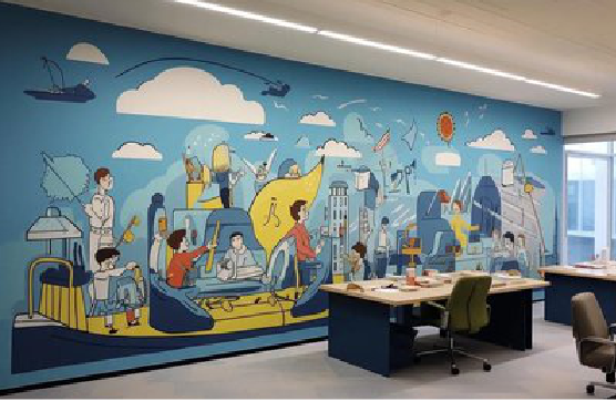 固镇办公室墙绘的特点。